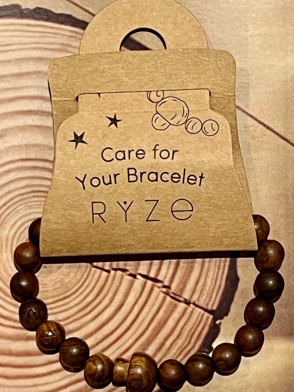 Men's Brown Wooden Bead Bracelet by RYZE.